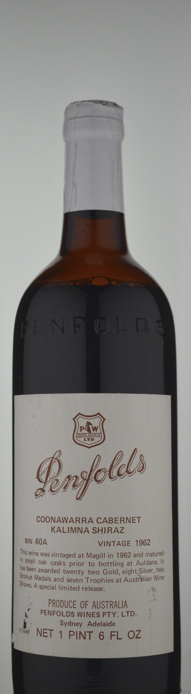 Penfolds Bin 60A Cabernet Shiraz 1962