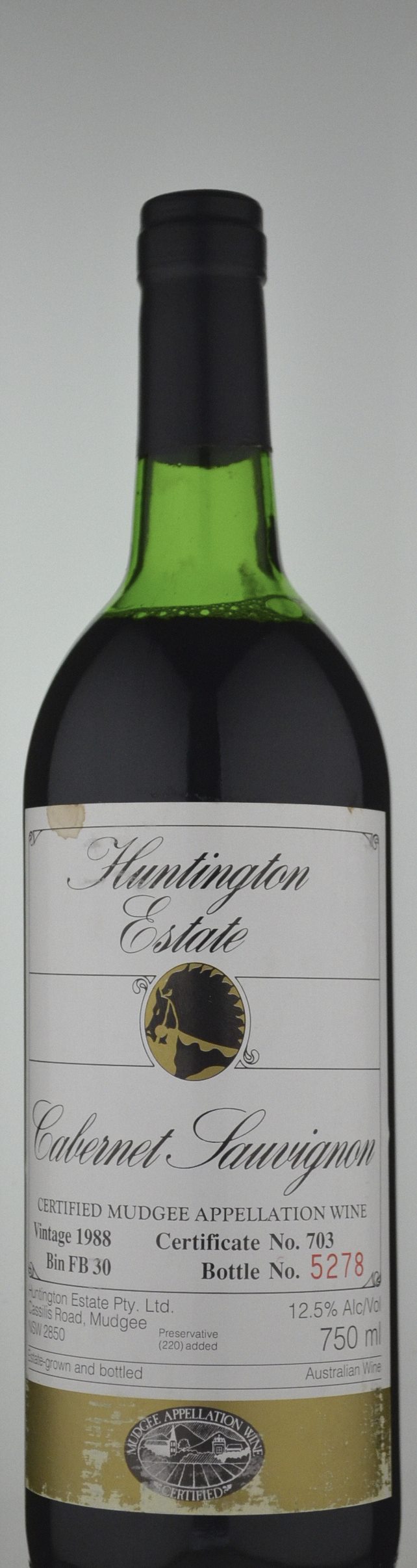 Huntington Estate Bin FB30 Cabernet Sauvignon 1988